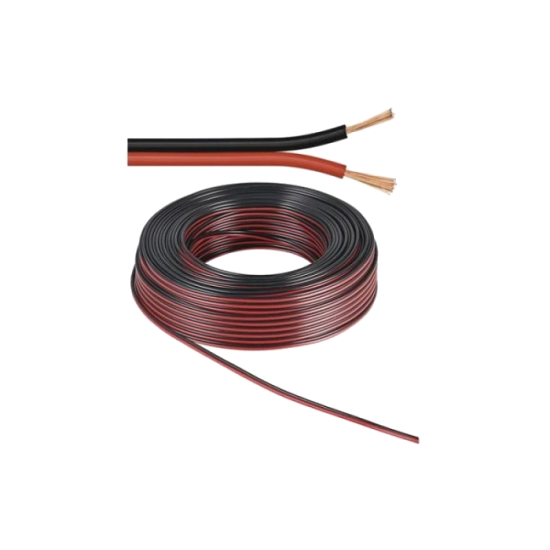 КАБЕЛ ГЪВКАВ H03VH-H 2x0.5мм2 ЧЕРНО-ЧЕРВЕН/100м/